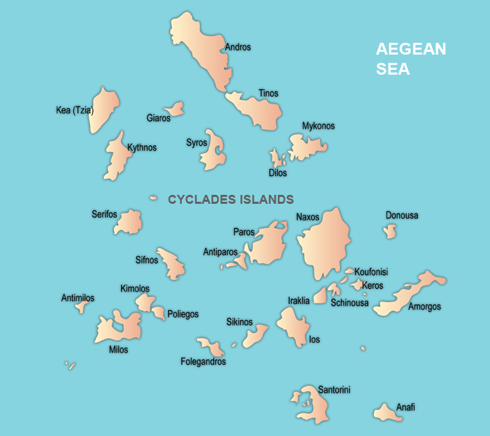 Cyclades islands map