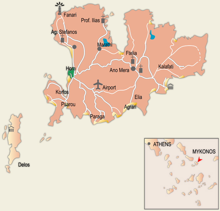 Mykonos island map
